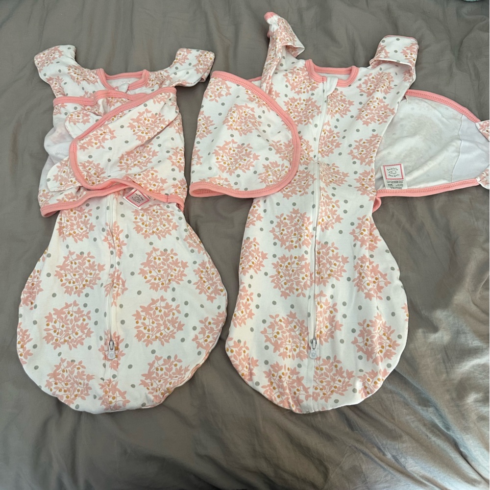 2 pink floral swaddlesacks